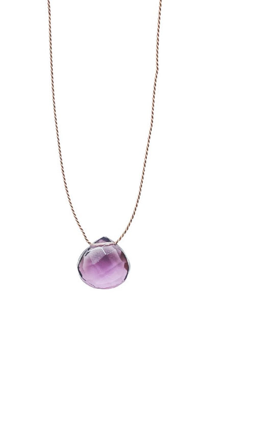 Bali Soul- Amethyst Silk Cord Necklace, February Birthstone