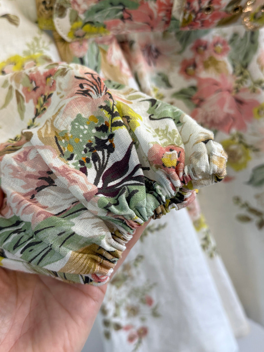 Zimmermann Floral Belted Dress Linen UK8