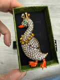 Jewelled Crowned Goose Brooch