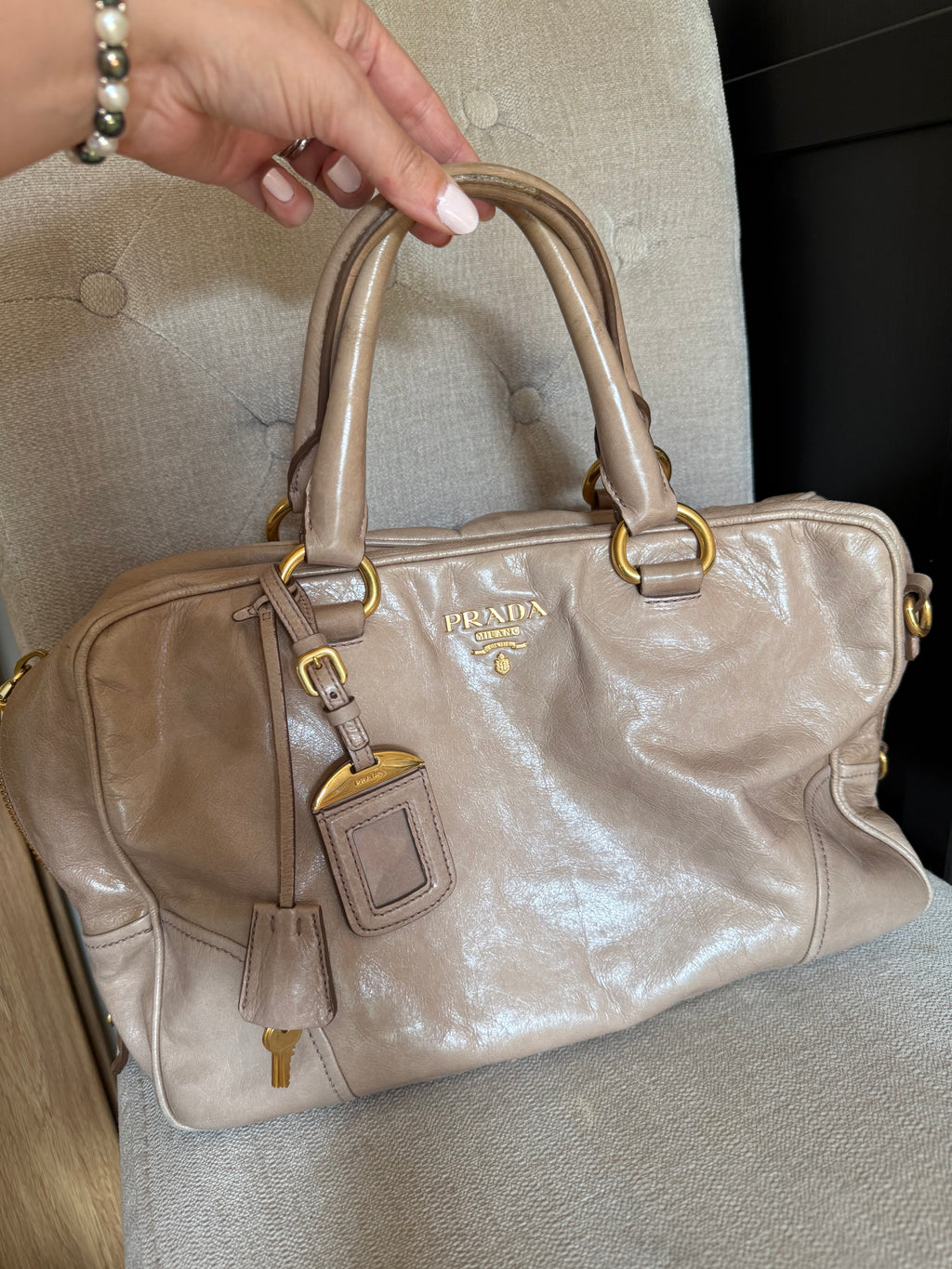 Prada Vitello Shine Bowler Bag