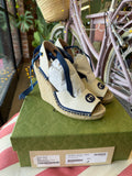 Gucci GG Canvas Lace-Up Espadrille Wedge Sandals – UK 4 (EU 37)