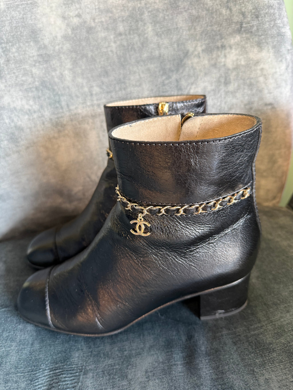 Chanel Chain Ankle Boots UK37.5