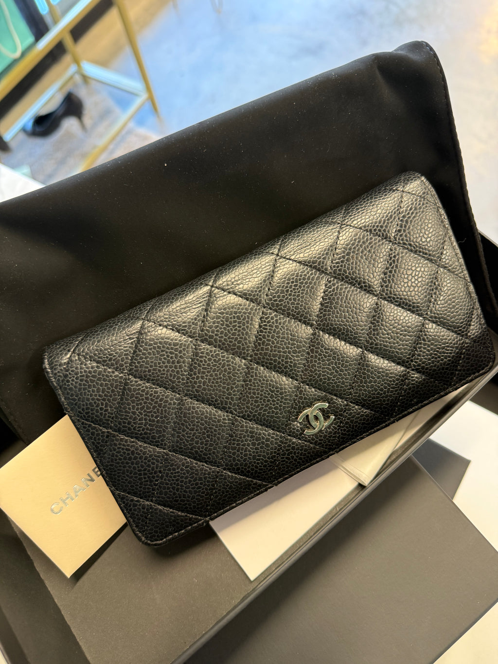 Chanel Classic Quilted Caviar Long Wallet