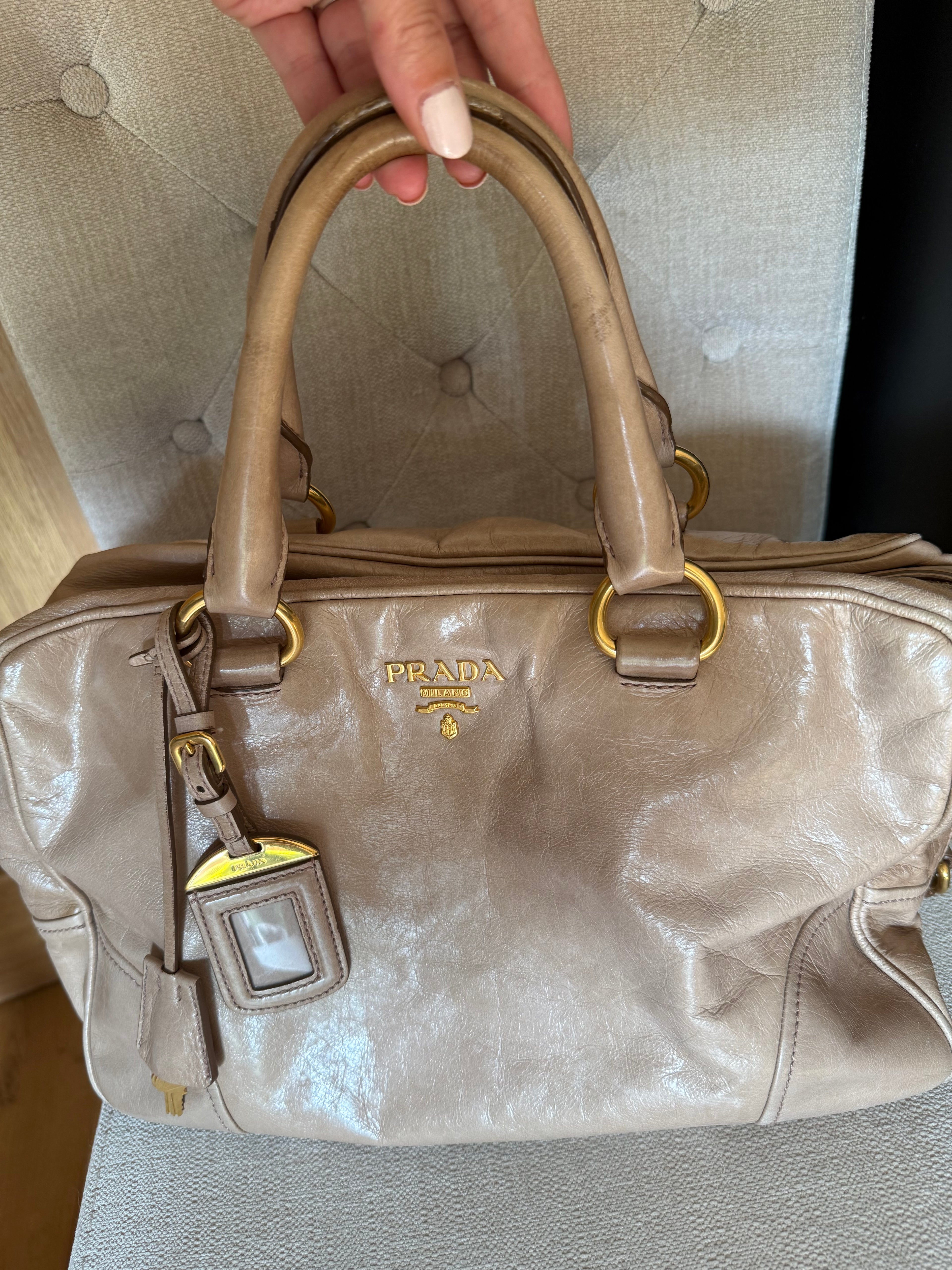 Prada Vitello Shine Bowler Bag