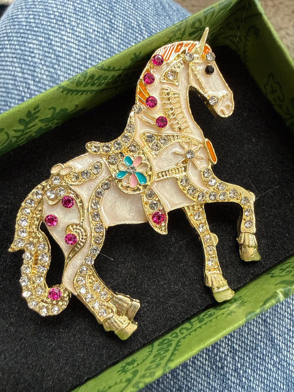 Jewelled Horse Brooch