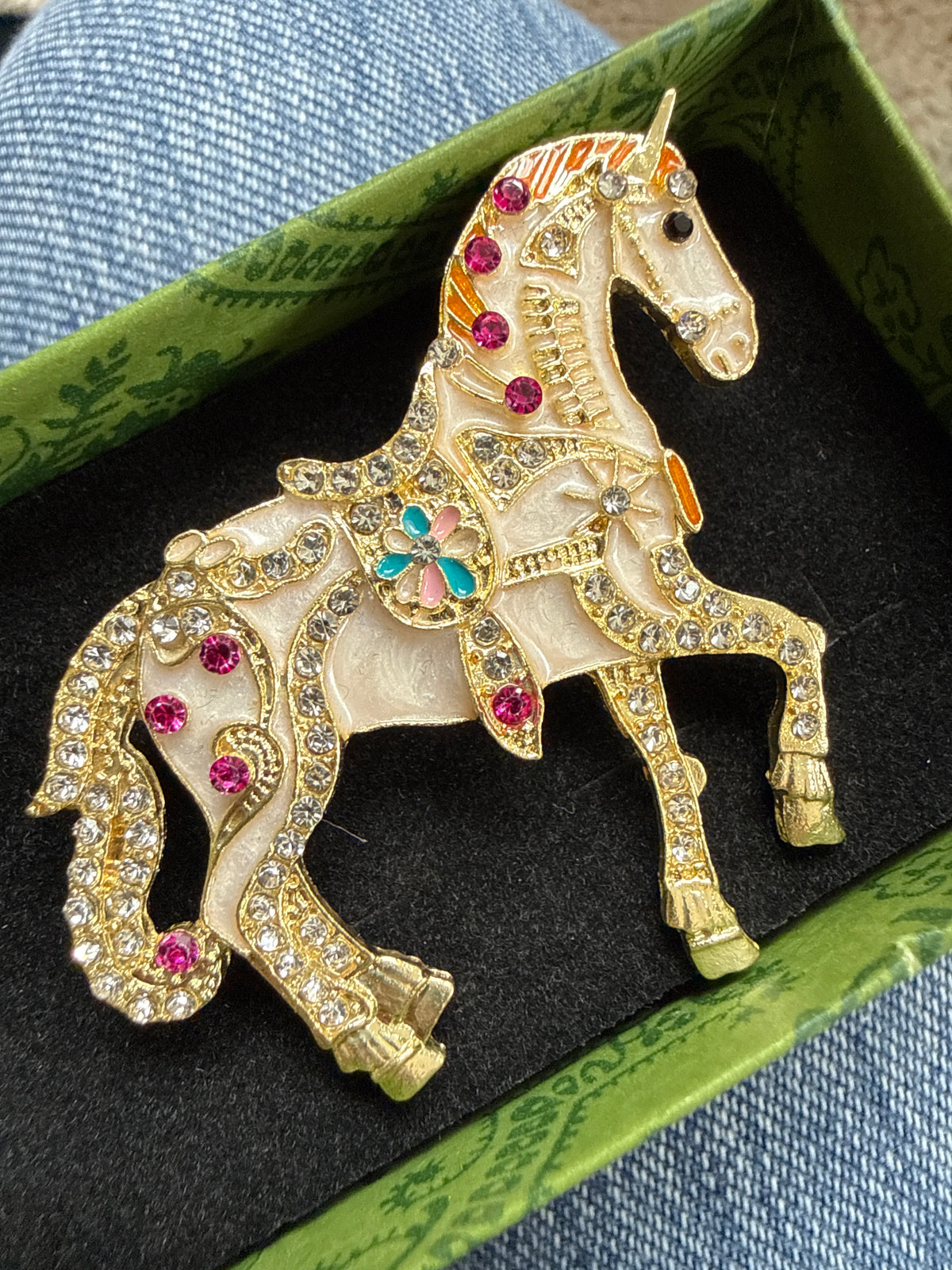 Jewelled Horse Brooch