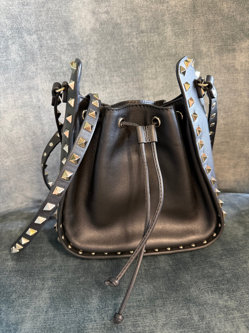 Valentino Garavani Rockstud Hobo Drawstring Bag