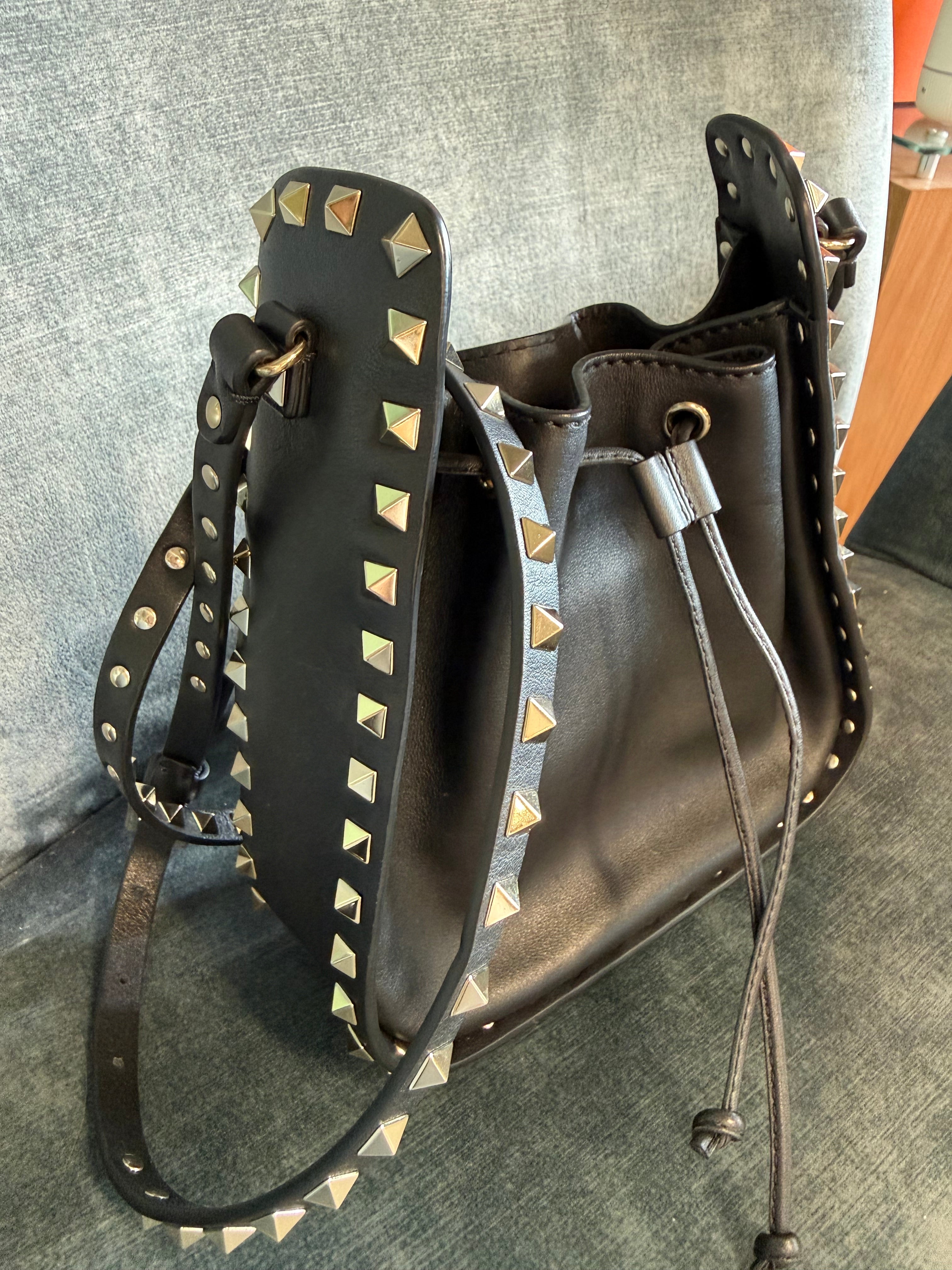 Valentino Garavani Rockstud Hobo Drawstring Bag