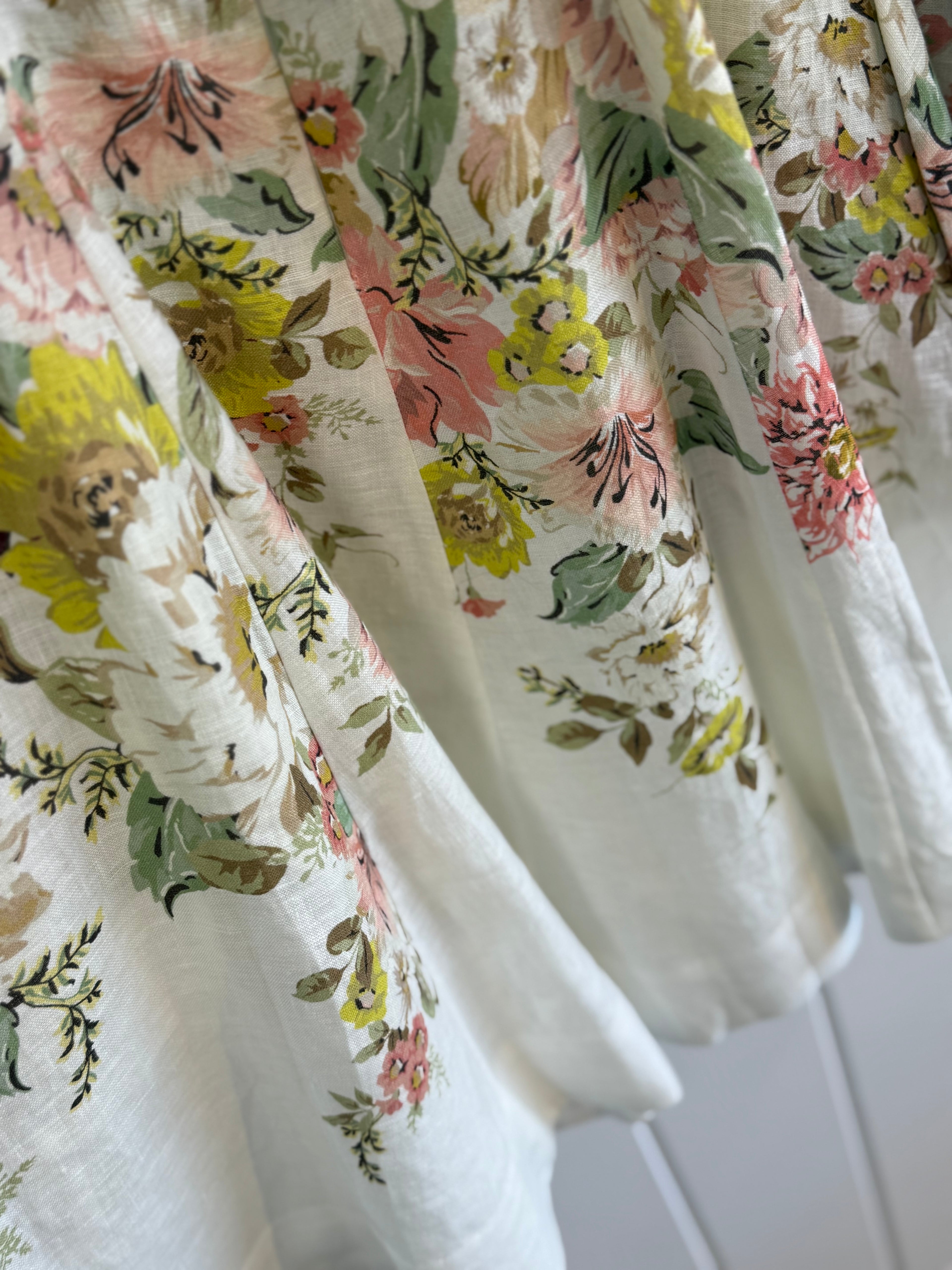 Zimmermann Floral Belted Dress Linen UK8