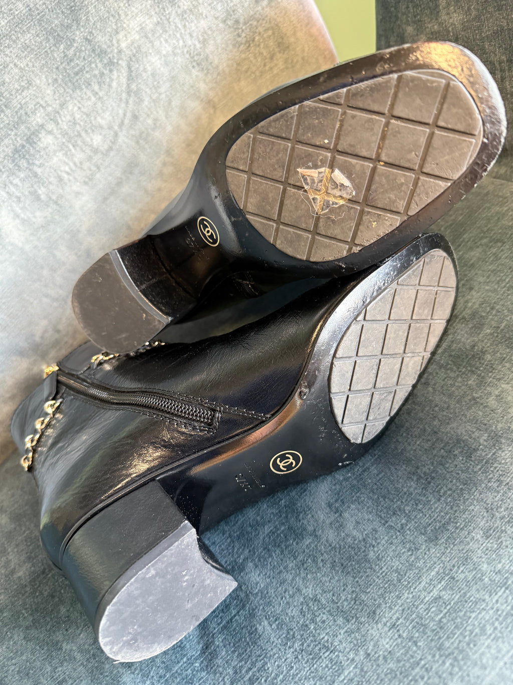 Chanel Chain Ankle Boots UK37.5