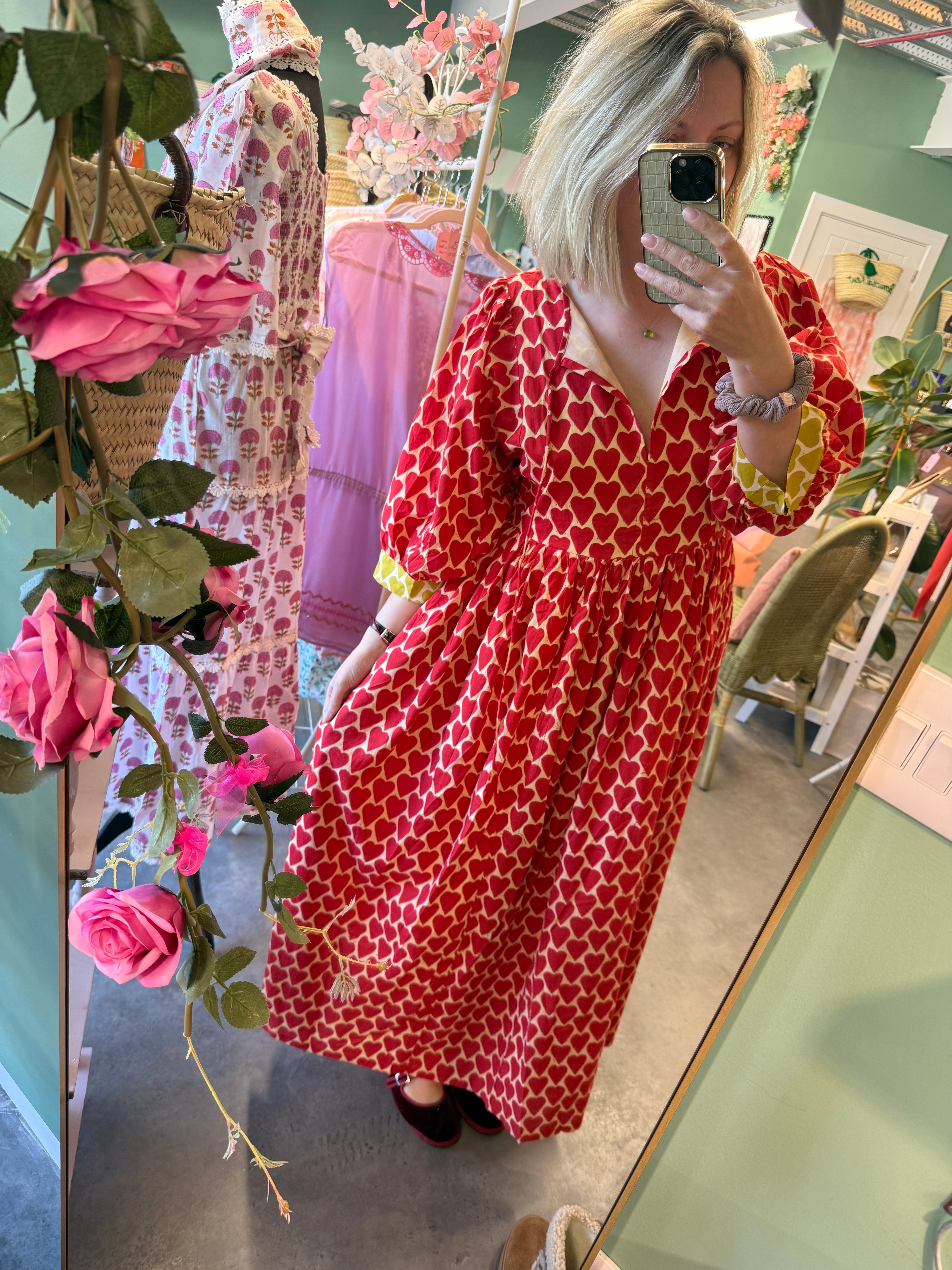 Essentials London Hearts Cotton Dress - one size