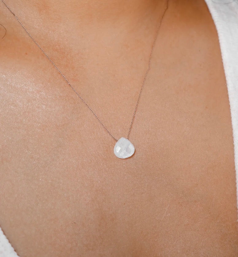Bali Soul- Moonstone Silk Cord Necklace, June Birthstone