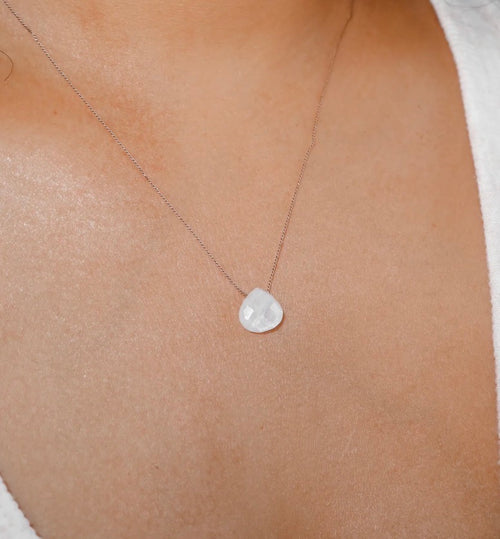 Bali Soul- Moonstone Silk Cord Necklace, June Birthstone