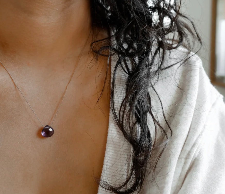 Bali Soul- Amethyst Silk Cord Necklace, February Birthstone