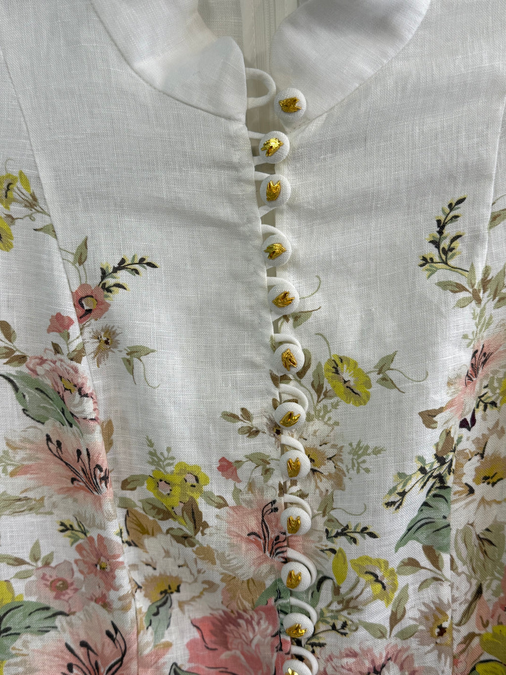 Zimmermann Floral Belted Dress Linen UK8