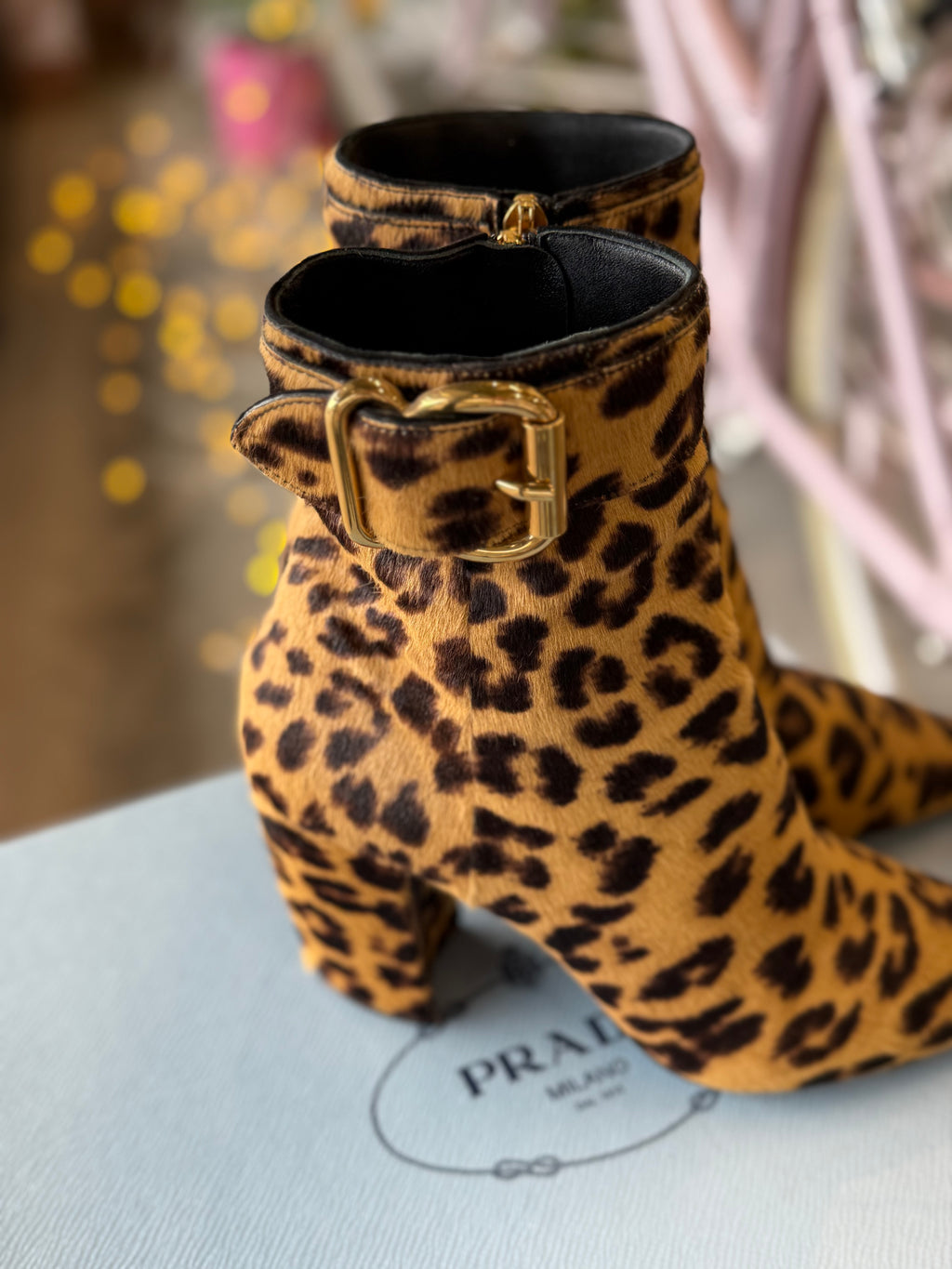 Prada Leopard Ankle Boots UK36