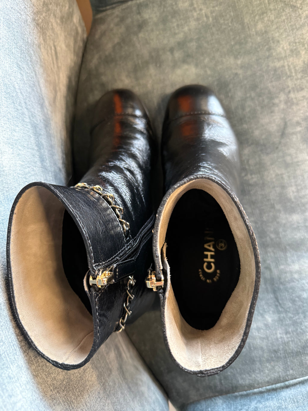 Chanel Chain Ankle Boots UK37.5