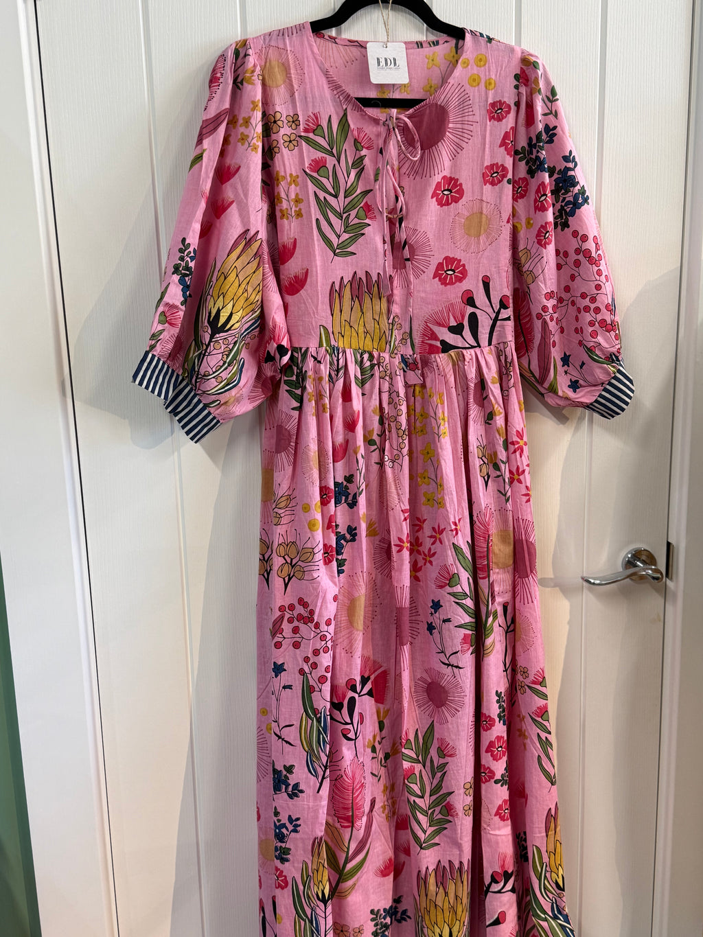 Essentials London Cotton Block Printed Dress- one size