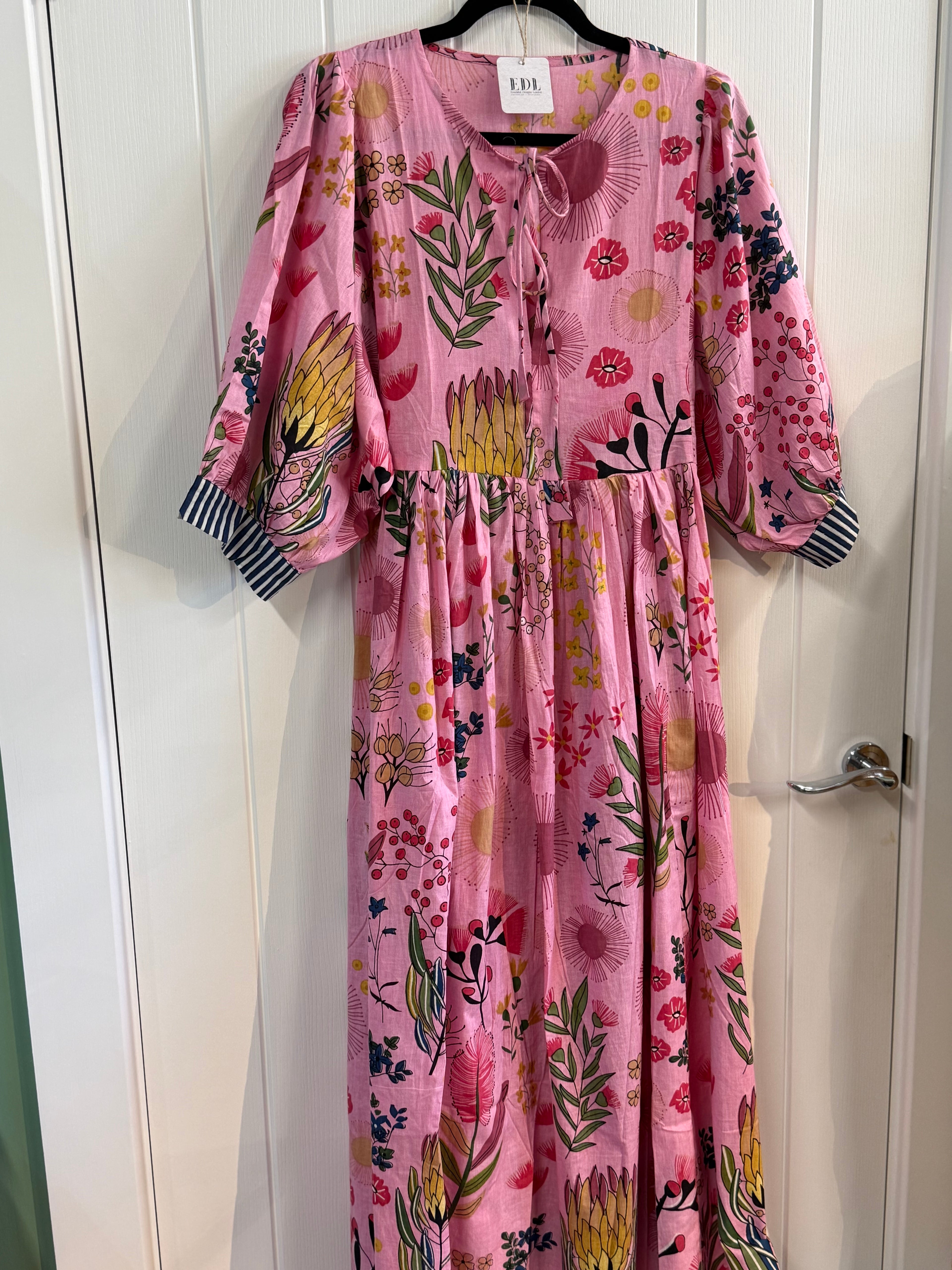 Essentials London Cotton Block Printed Dress- one size