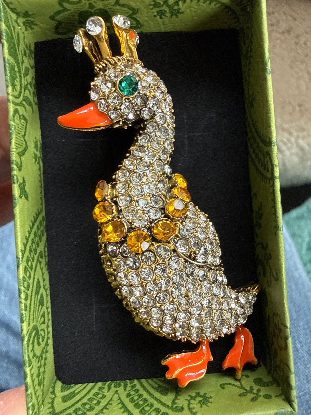 Jewelled Crowned Goose Brooch