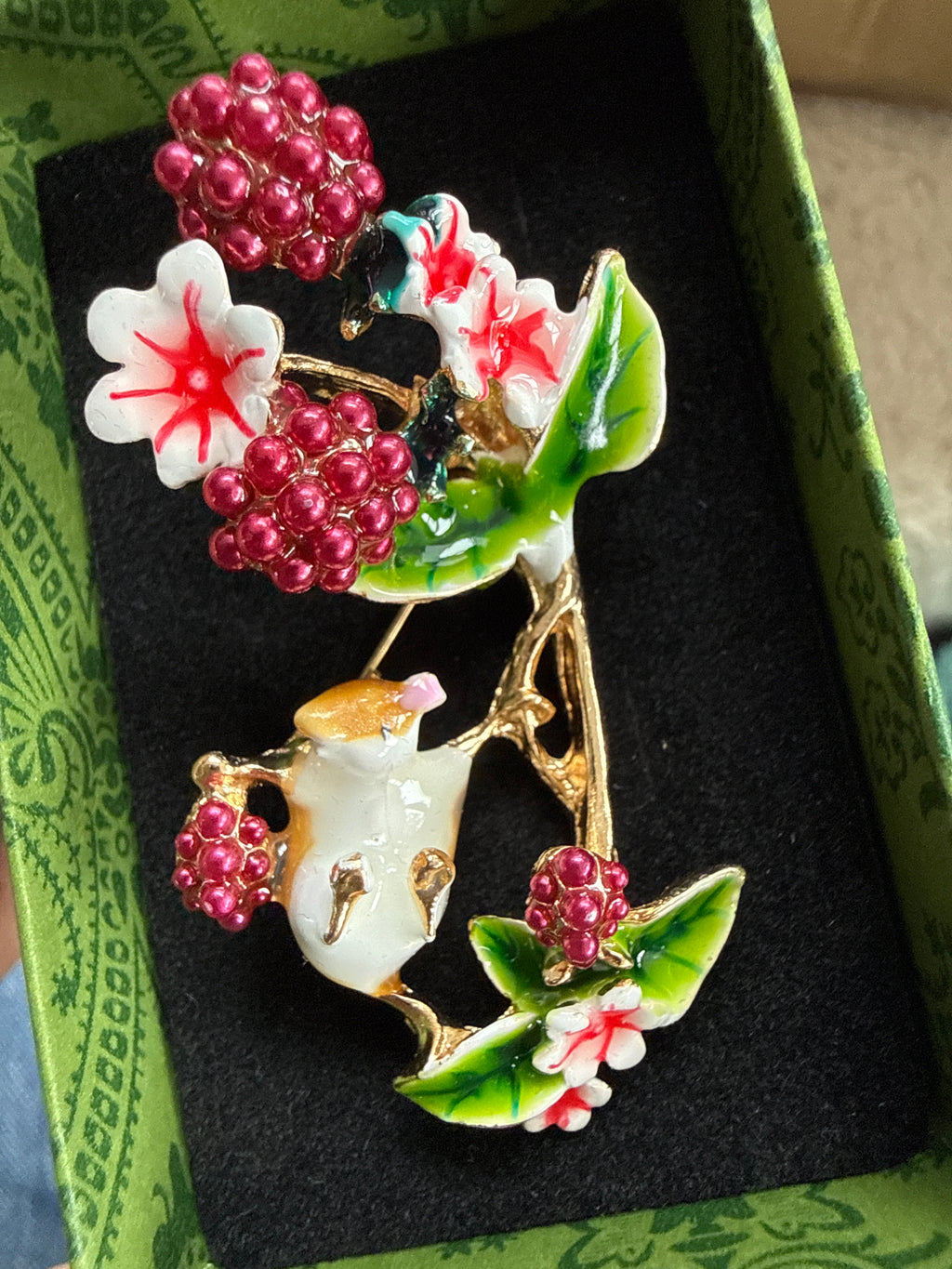 Mouse & Berries Brooch
