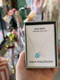 Bali Soul- Aqua Chalcedony Silk Cord Necklace
