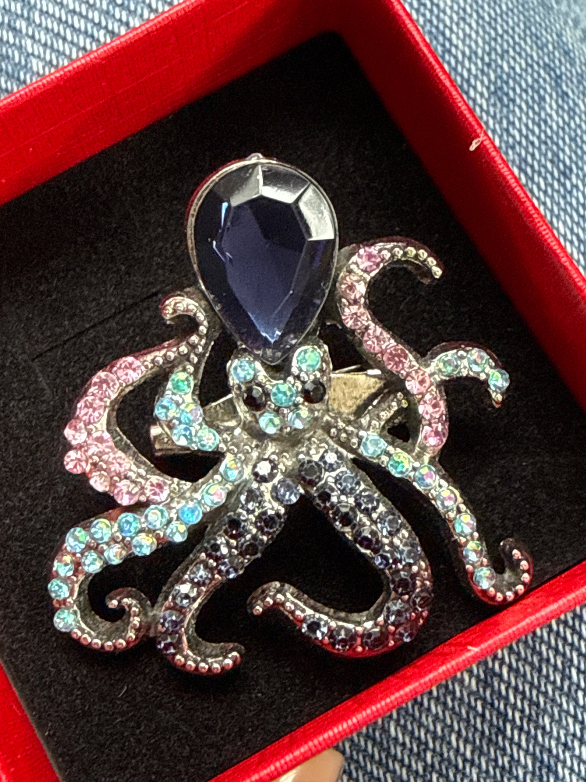 Crystal Octopus Brooch