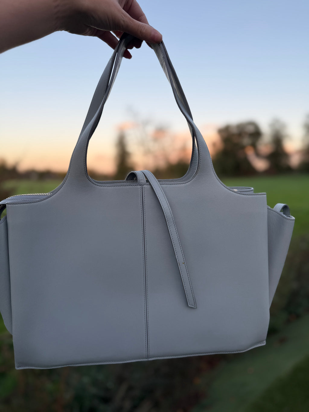 Céline Medium Tri-Fold Leather Tote – Powder Blue