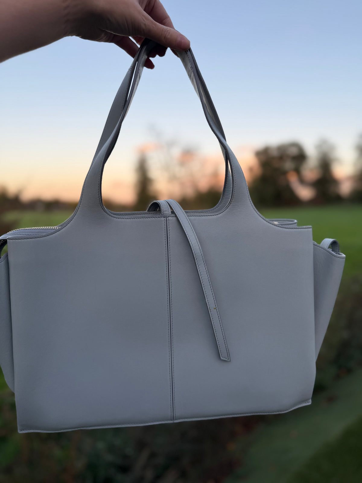Céline Medium Tri-Fold Leather Tote – Powder Blue