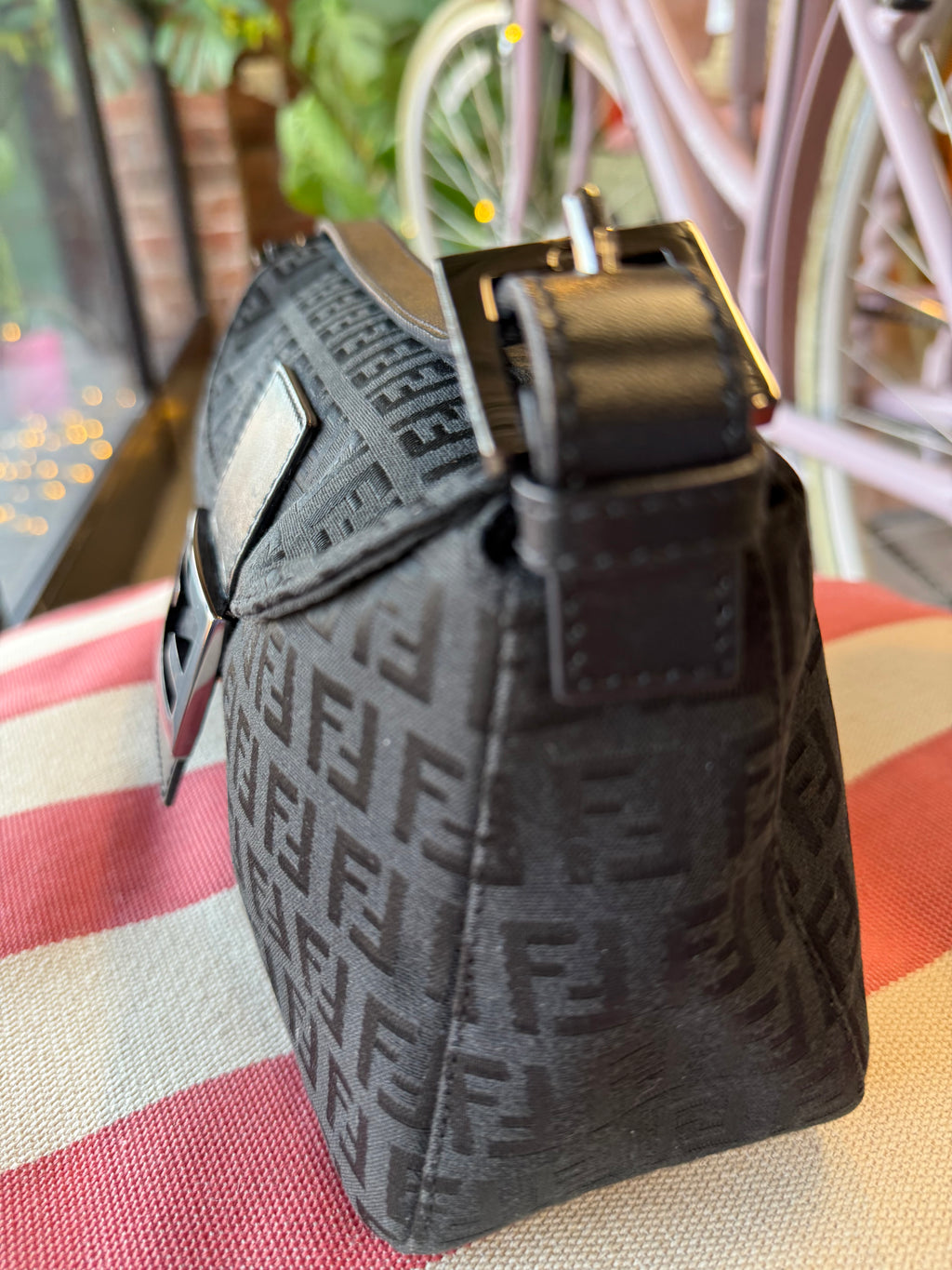 Fendi Black Baguette Fold Over