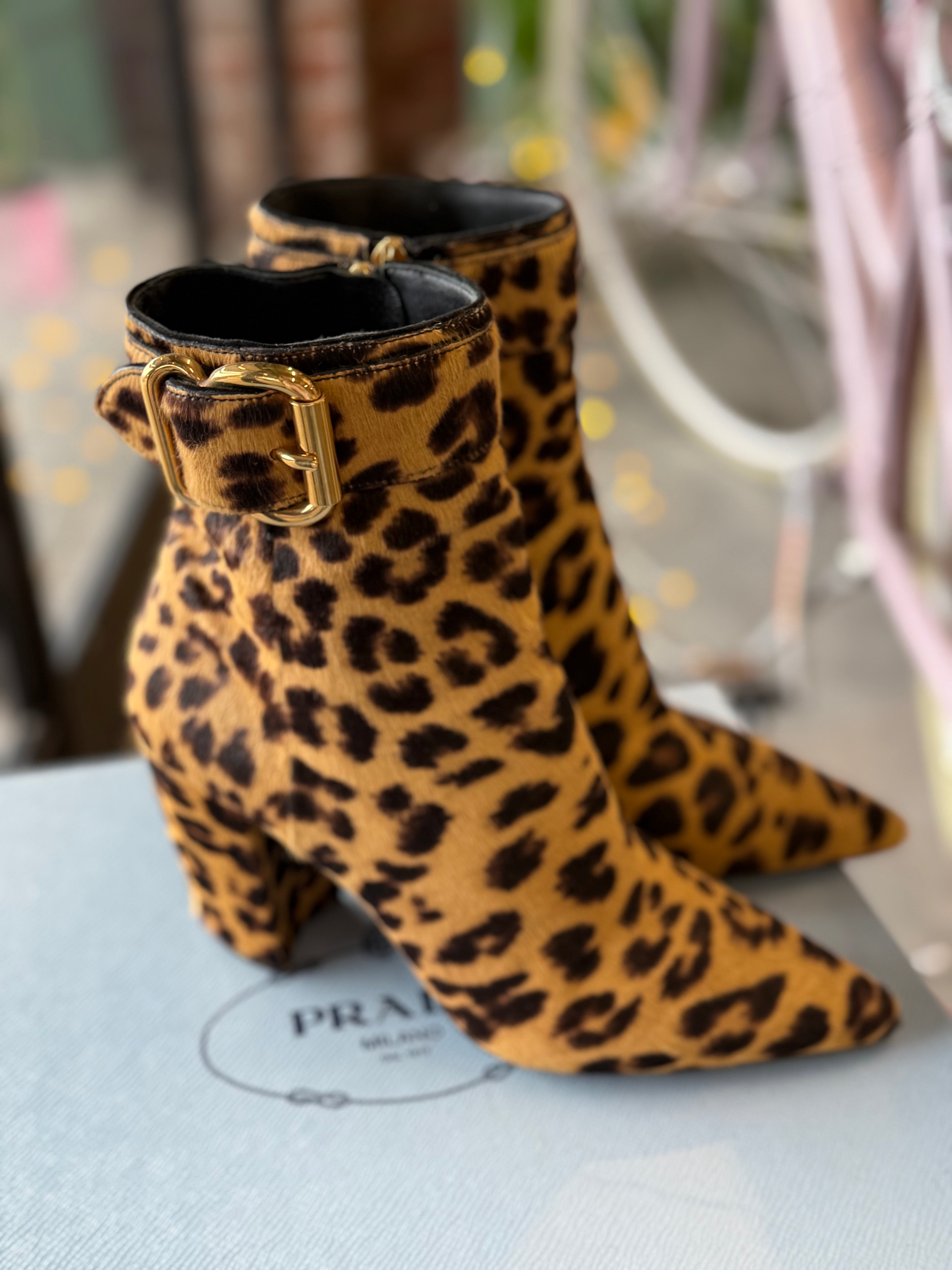 Prada Leopard Ankle Boots UK36