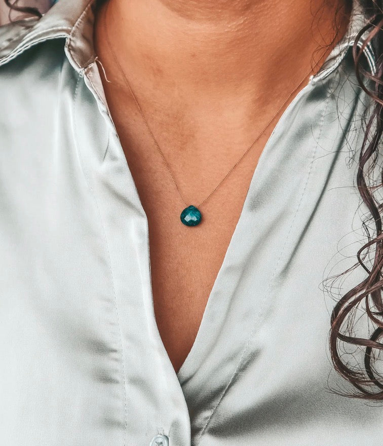 Bali Soul- Emerald Silk Cord Necklace, May Birthstone
