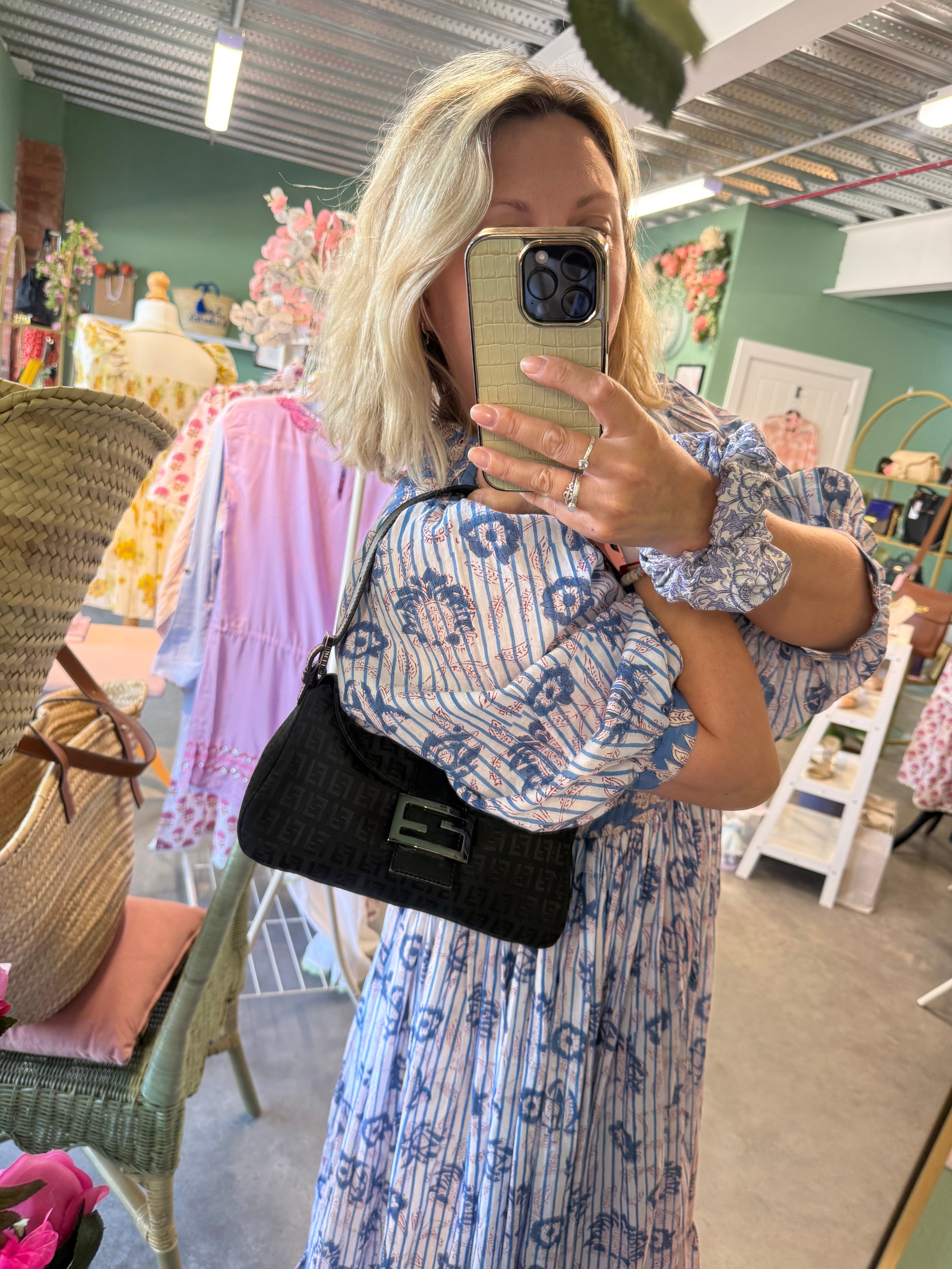Fendi Black Baguette Fold Over