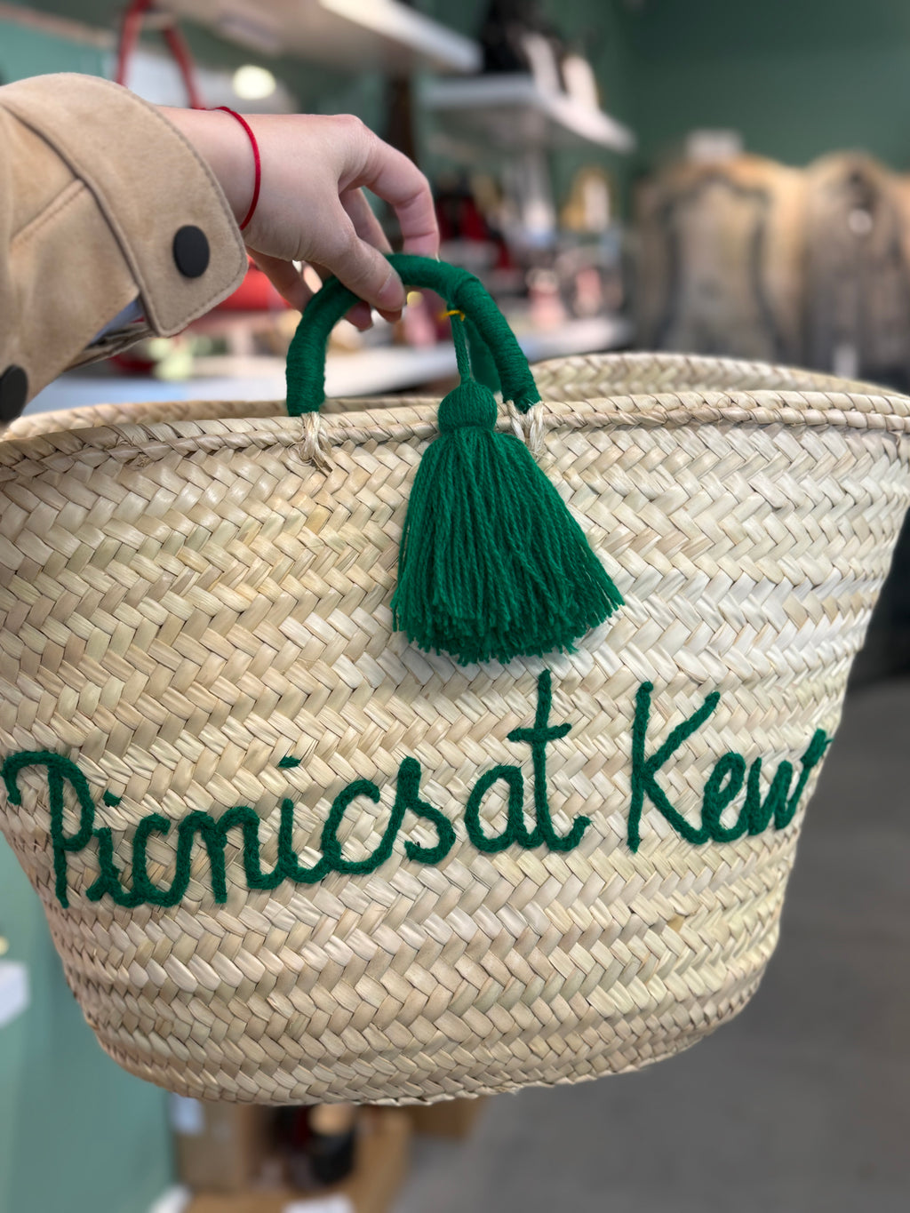 Little Rose ‘picnics at Kew’ handmade basket bag