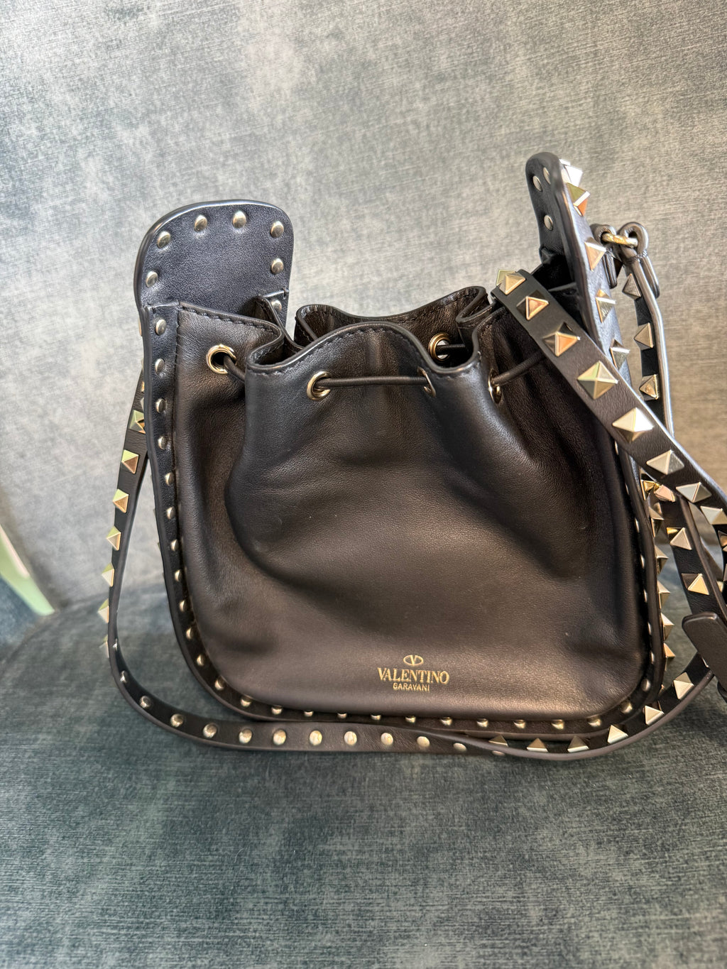 Valentino Garavani Rockstud Hobo Drawstring Bag