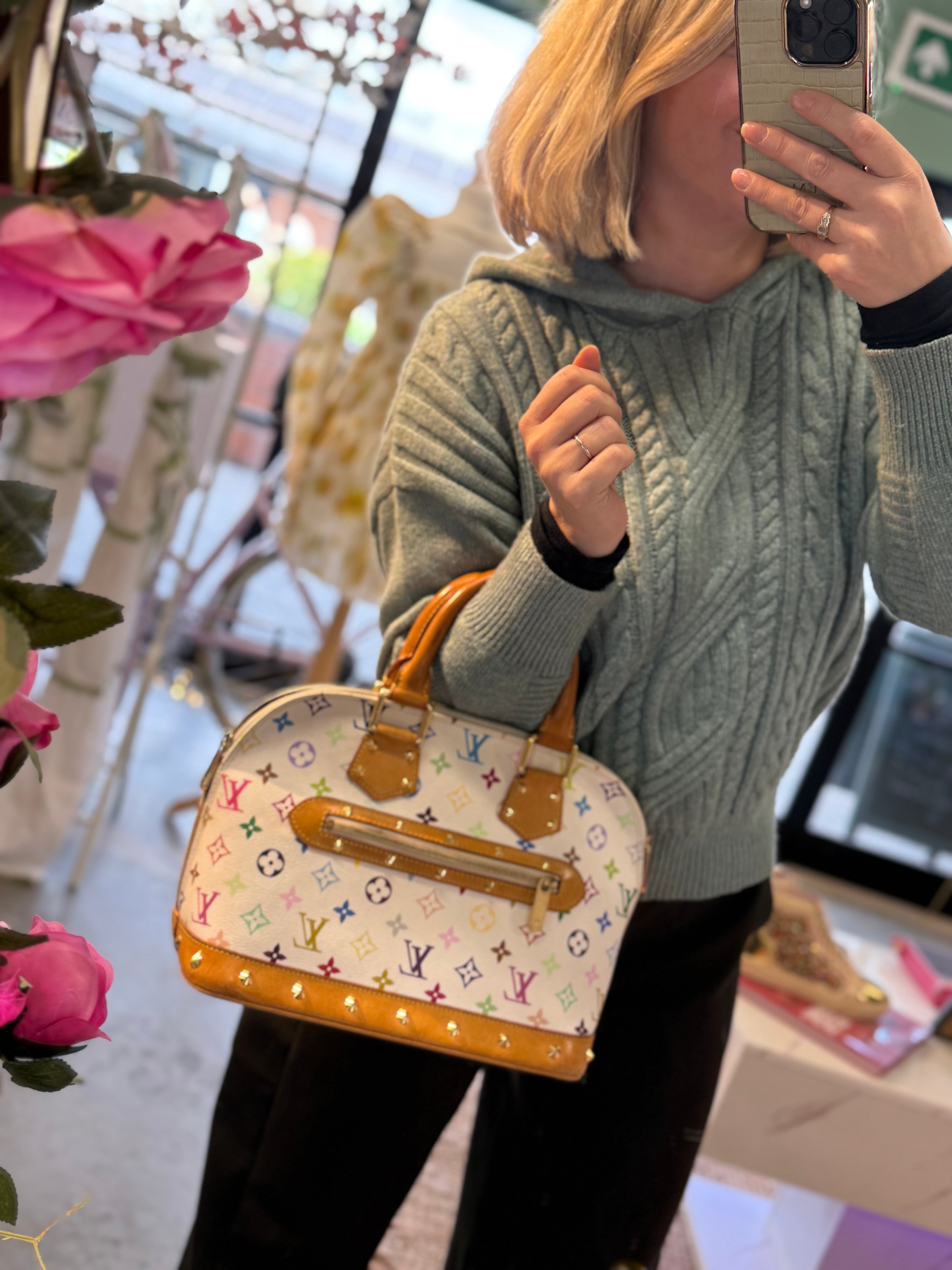 Louis Vuitton Alma Murakami White