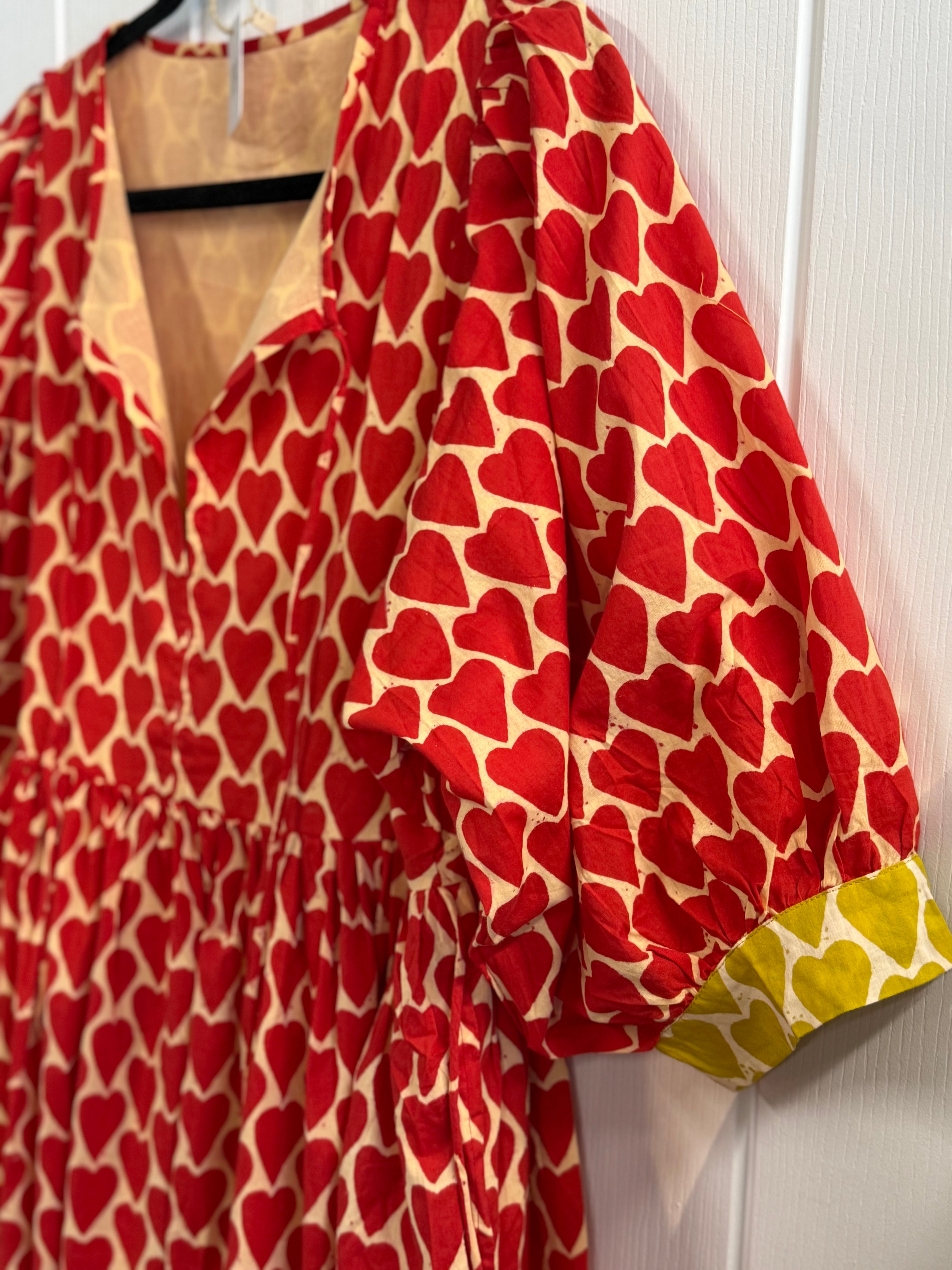 Essentials London Hearts Cotton Dress - one size