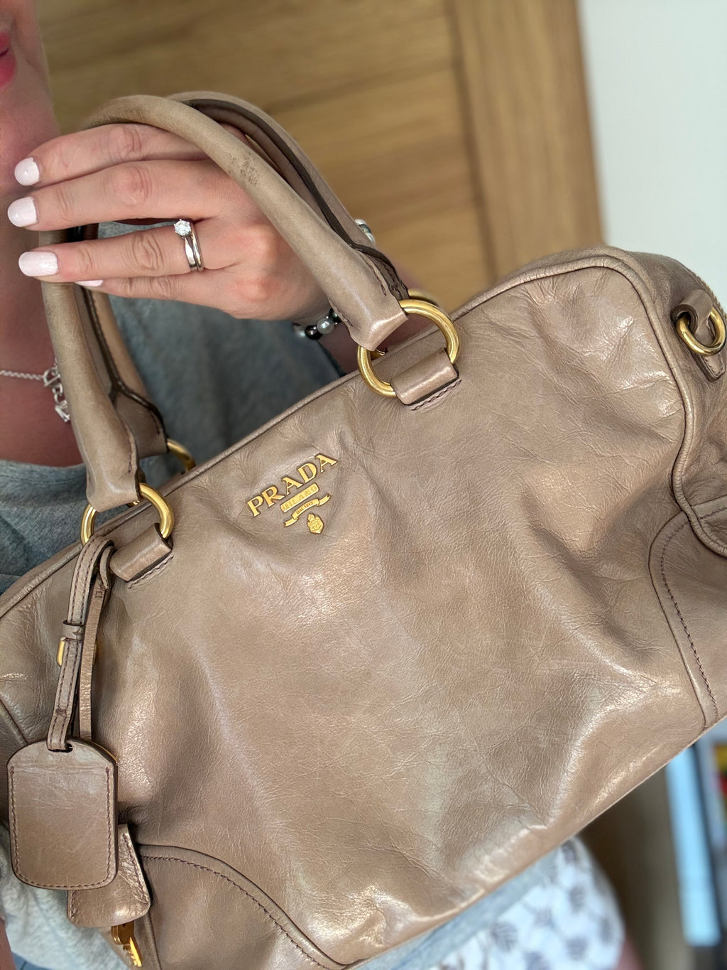 Prada Vitello Shine Bowler Bag