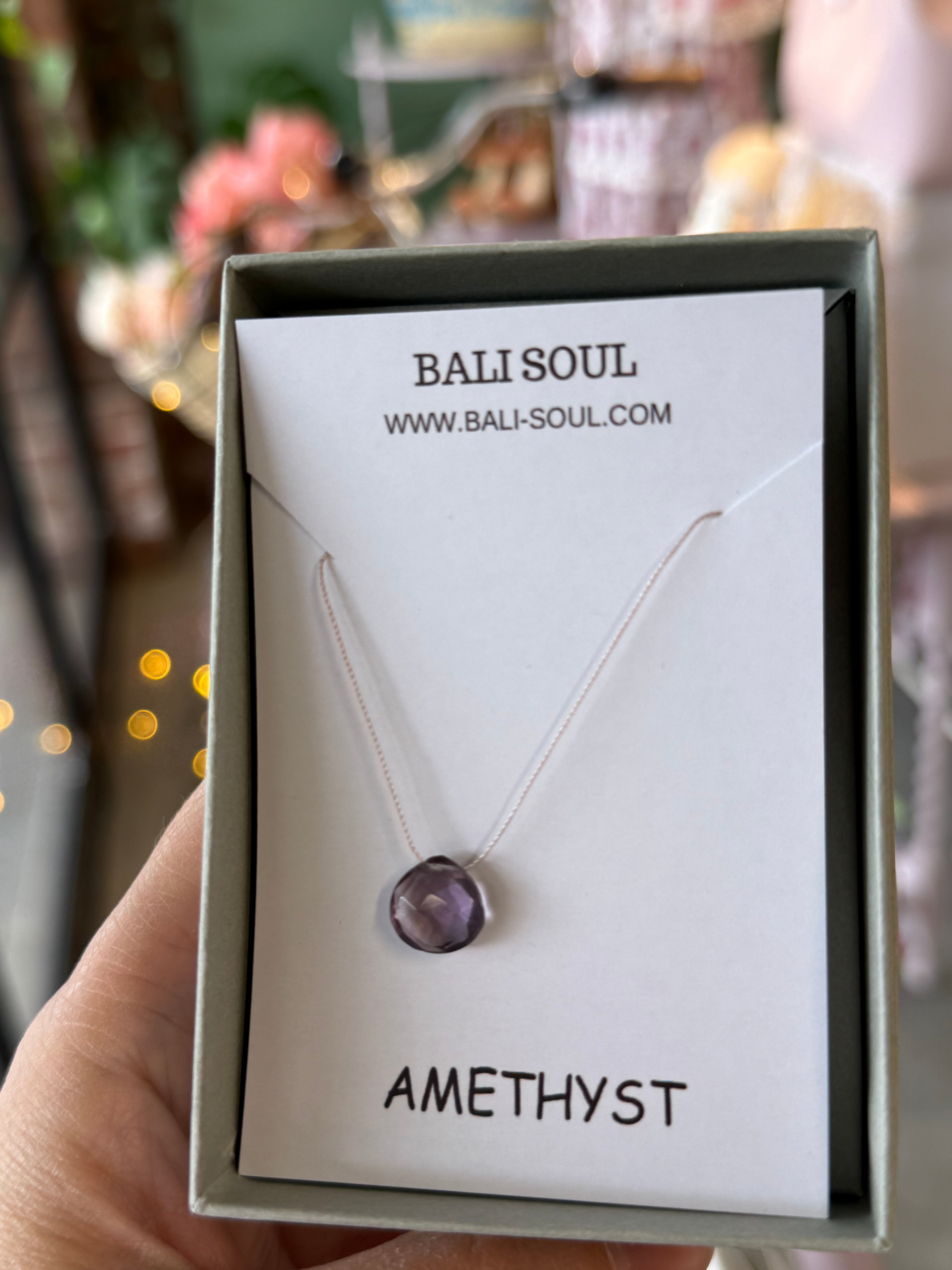 Bali Soul- Amethyst Silk Cord Necklace, February Birthstone