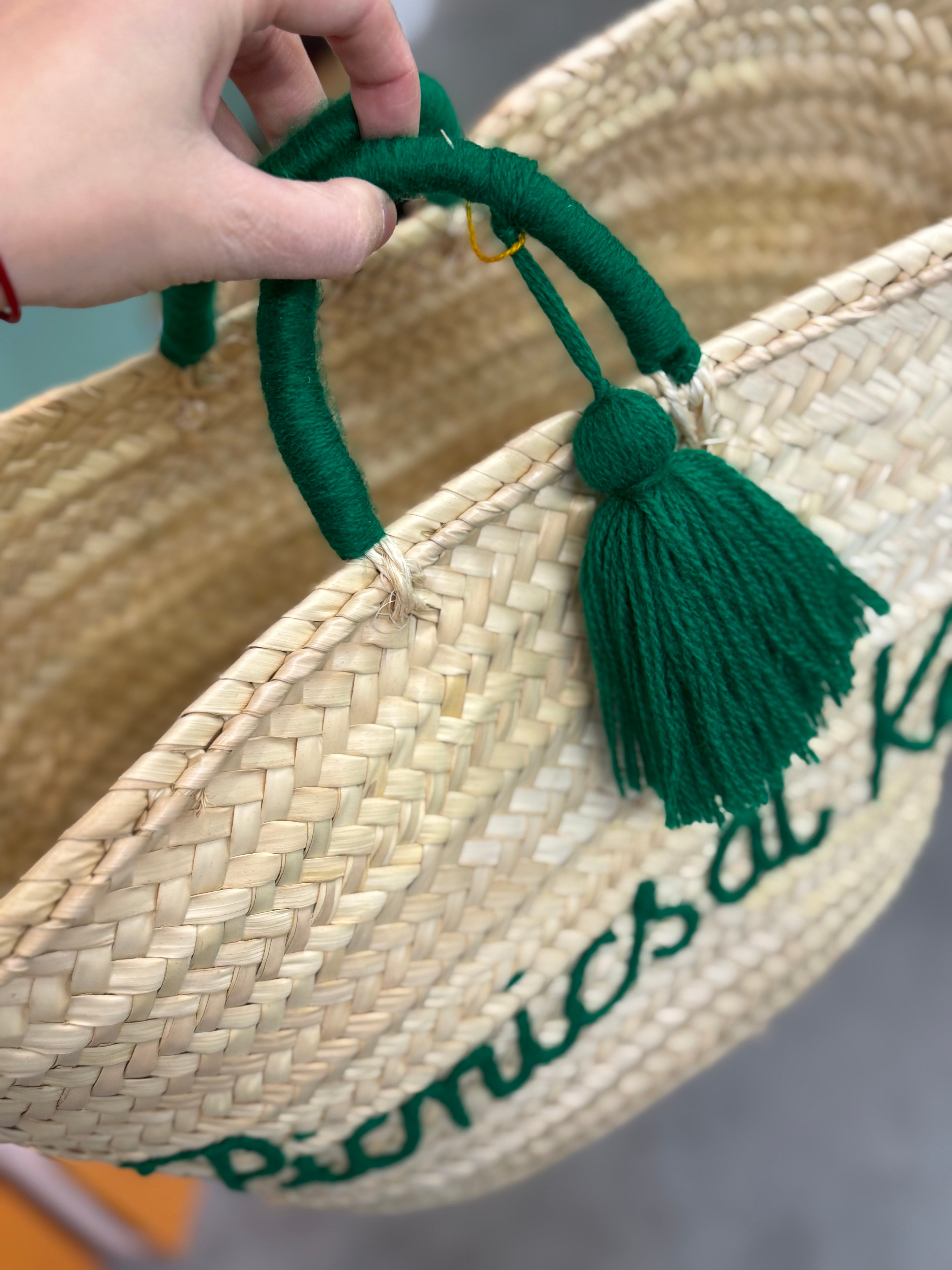 Little Rose ‘picnics at Kew’ handmade basket bag