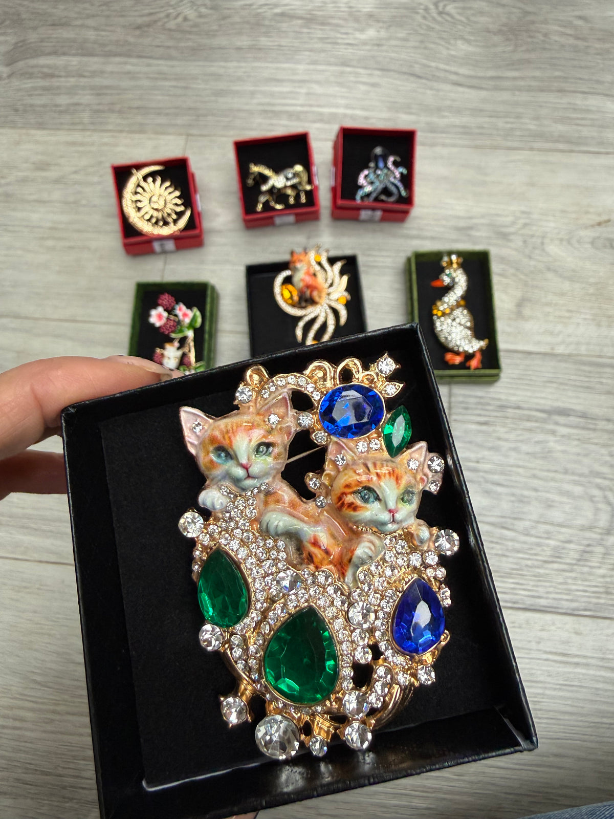 Jewelled Kitten Brooch