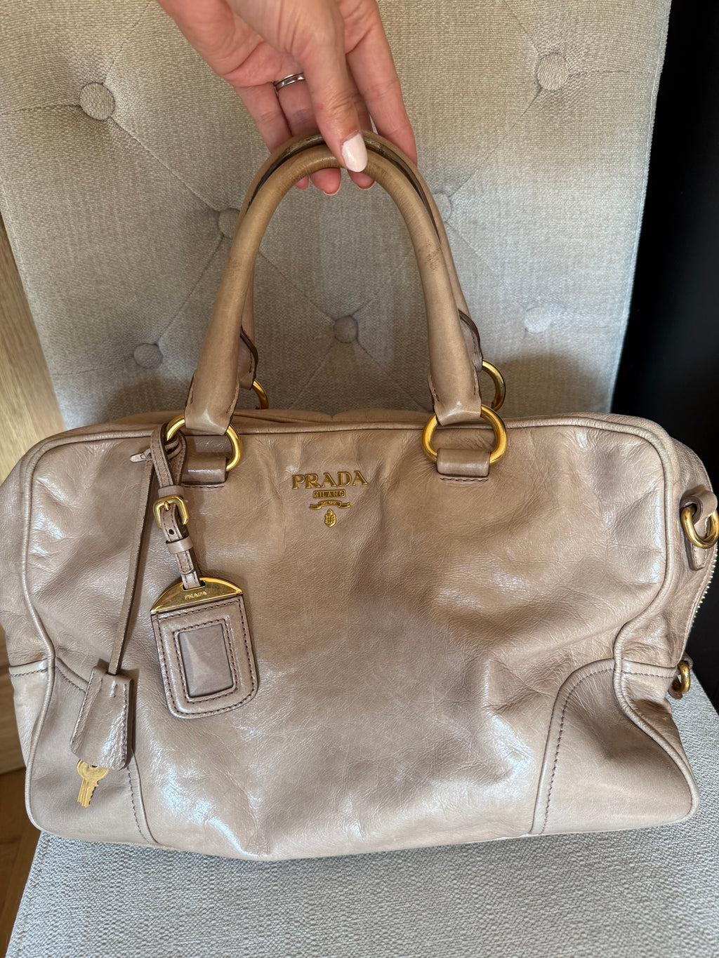 Prada Vitello Shine Bowler Bag