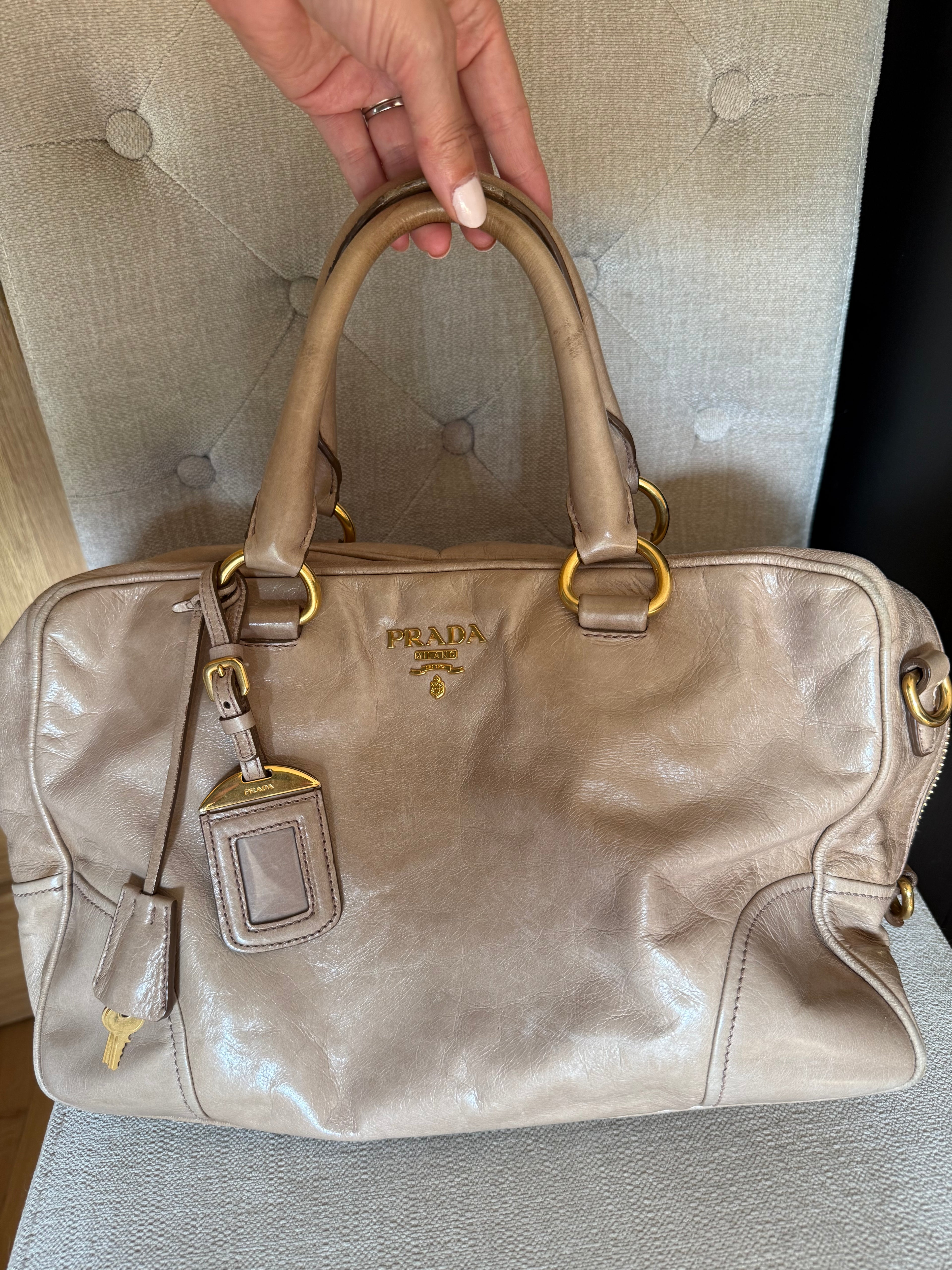 Prada Vitello Shine Bowler Bag