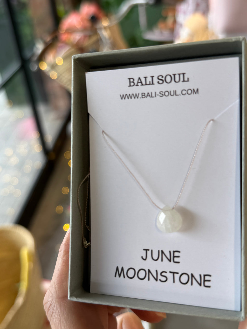 Bali Soul- Moonstone Silk Cord Necklace, June Birthstone