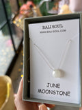 Bali Soul- Moonstone Silk Cord Necklace, June Birthstone