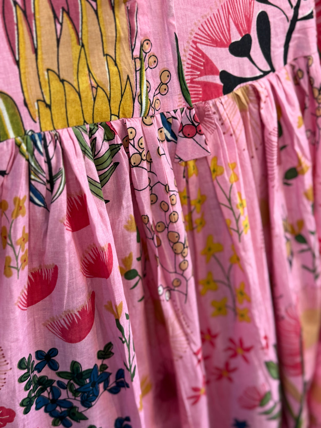 Essentials London Cotton Block Printed Dress- one size