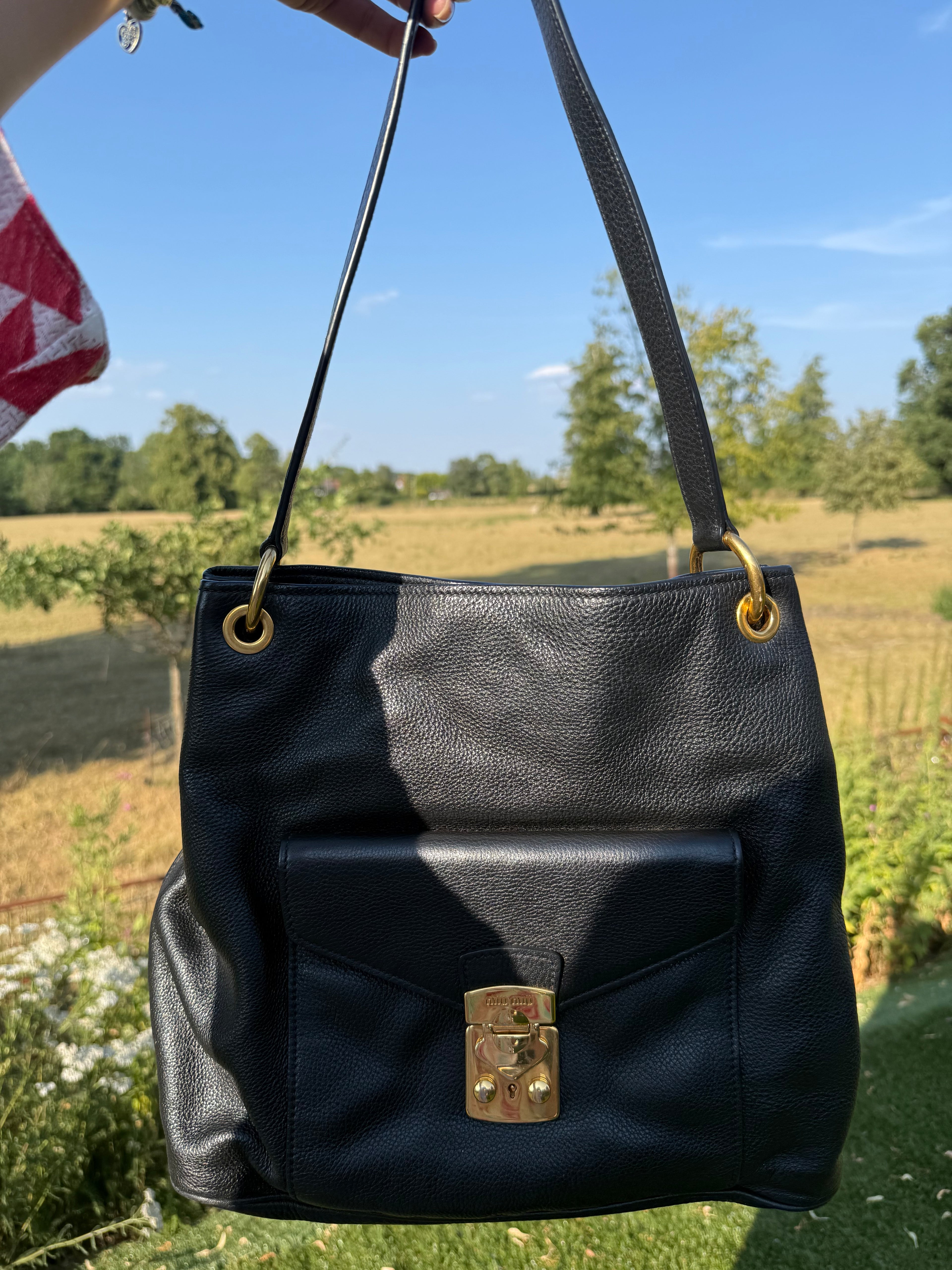 Miu Miu Vitello Lux Shoulder Bag – Black Leather