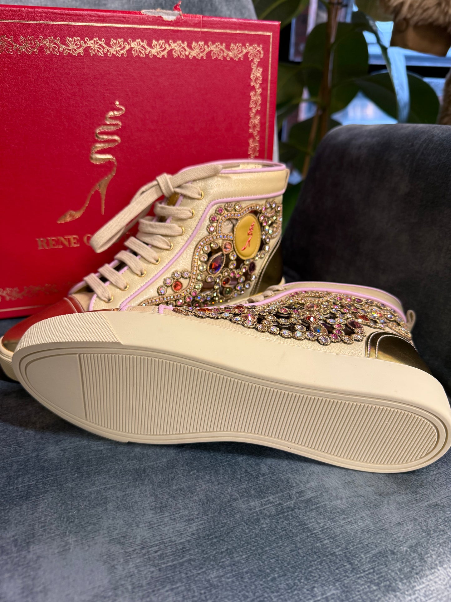 René Caovilla Embellished High-Top Trainers uk36- fit like 37