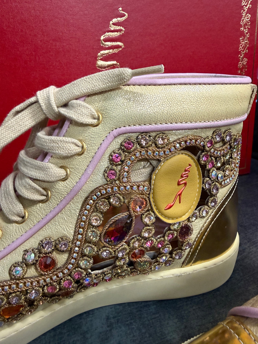 René Caovilla Embellished High-Top Trainers uk36- fit like 37