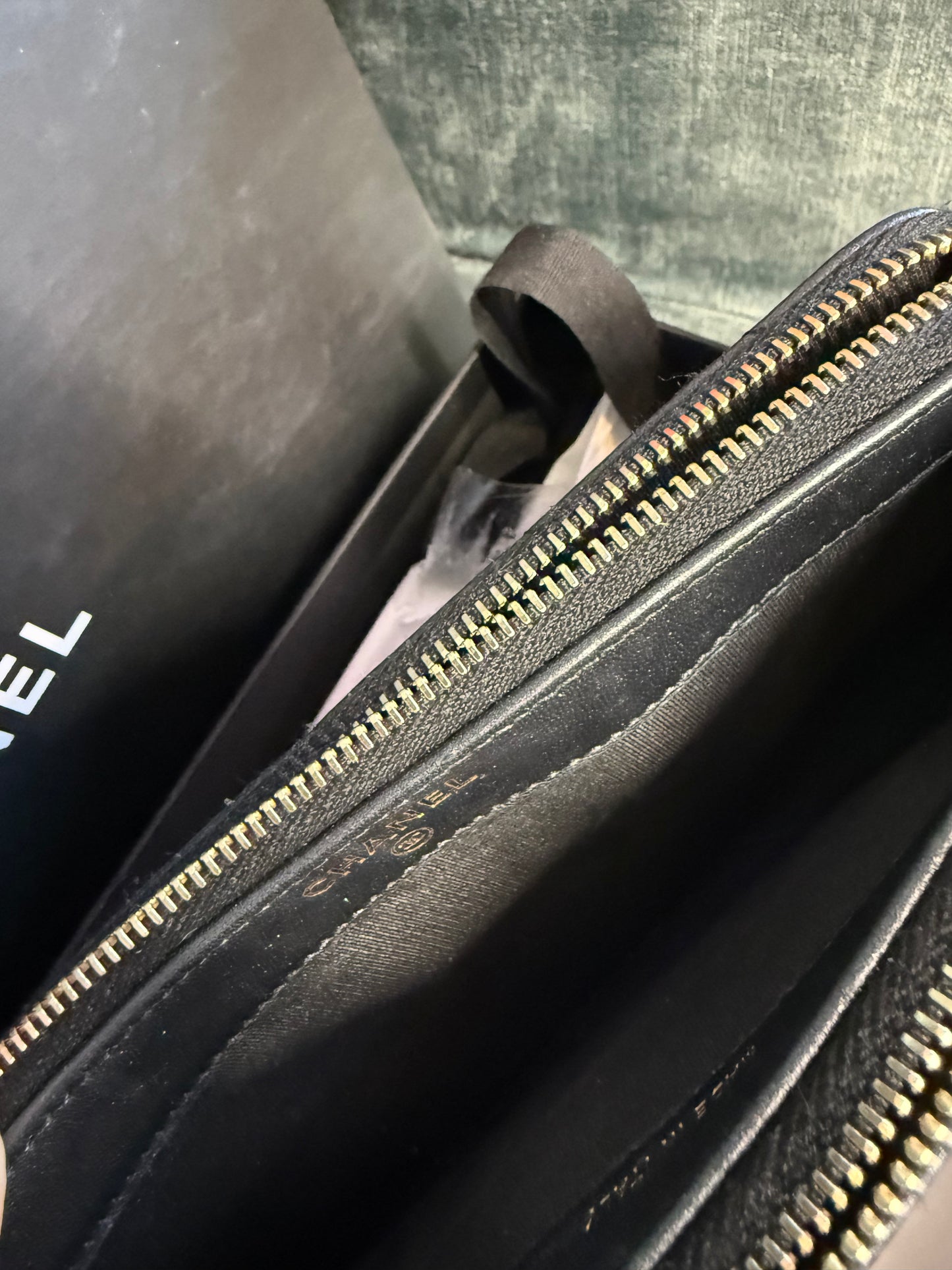 Chanel quilted leather pouch on chain- pearl madamoiselle